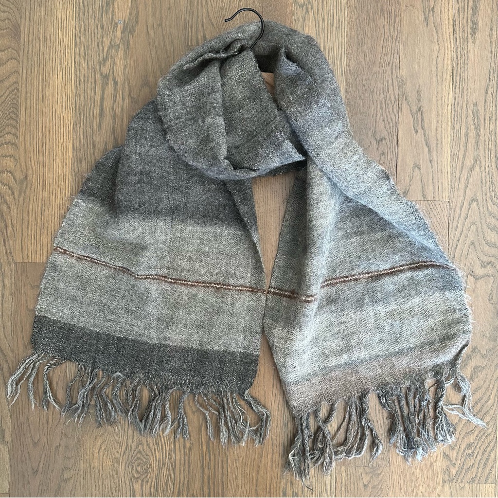 Anthropologie Vintage Wool Angora Blend Scarf In Grey 80" Long